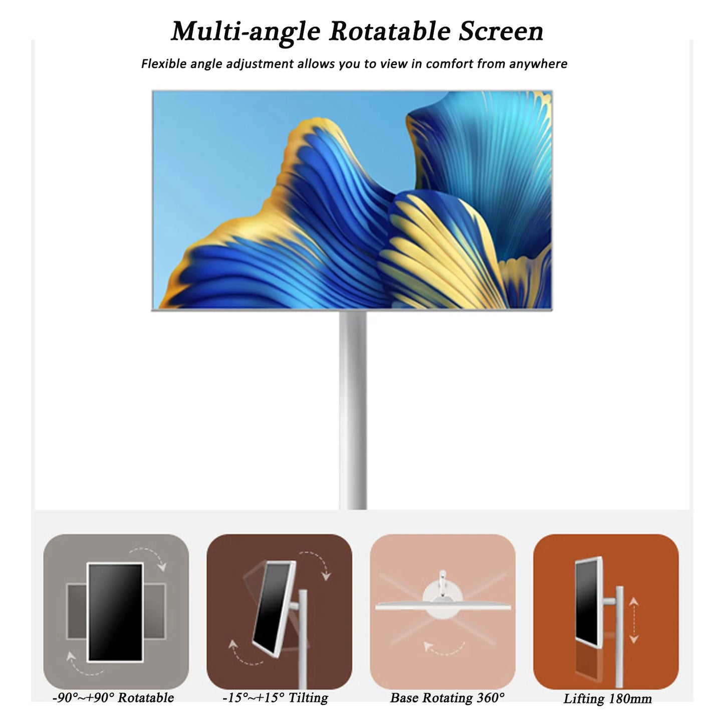 Portable Smart Android 13 TV Monitor 32 Inch FHD IPS LCD 60Hz 120% SRGB Multi-Touch Display Stand Battery Wireless Mirror