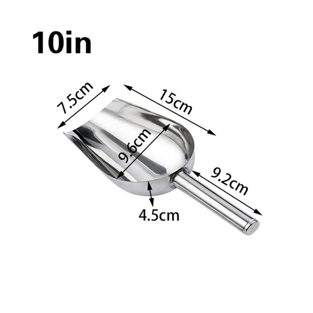 High-Quality Stainless Steel Ice Scoop Food Flour Sugar Scoop Popcorn Coffee Beans Tools Ice Scooper Shovel