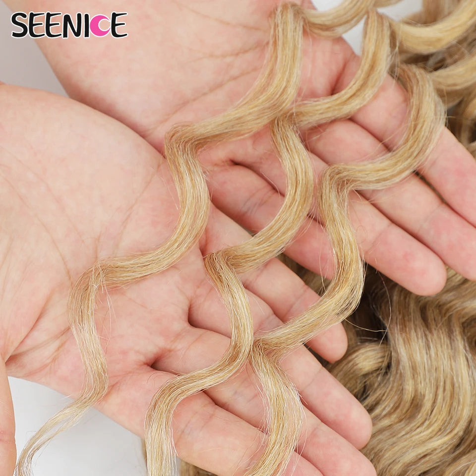 18 24“Synthetic Deep Wavy Twist Crochet Hair Afro Curls Water Wave Crochet Braids Ombre Brown Braiding Hair Extensions For Women