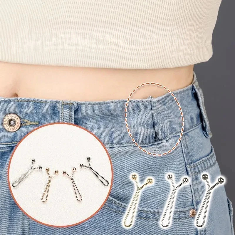 10pcs Invisible Metal Waist Clips Adjustable Button Clips for Jeans and Clothes Tightener with Hidden Design