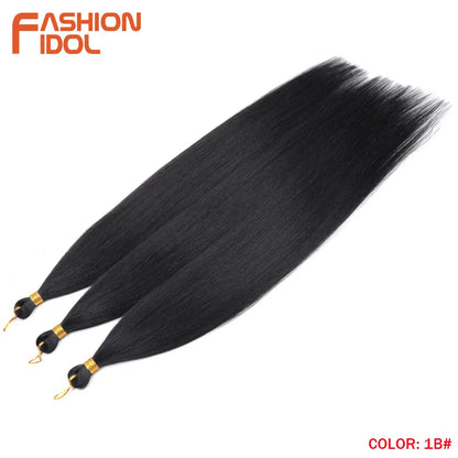 28" 3PCS Ariel Straight Pony Hair Bundles Crochet Braids Hair Synthetic Braiding Hair Ombre Silver Grey Crochet Hair Extensions