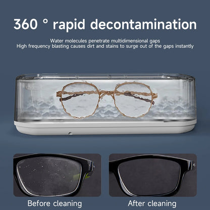 TINSOL New 49KHZ Ultrasonic Cleaner 650ml mini high frequency vibration cleaner for glasses, jewelry, dentures and soothers