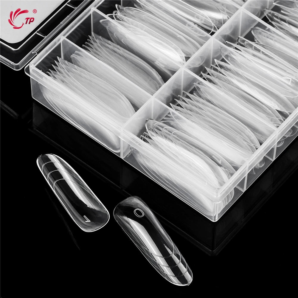 TP New 70pcs/140pcs Clear Nail Dual Form Full Cover Nail Extension System Quick Building Gel Molds False Nail Tip Manicure Tools