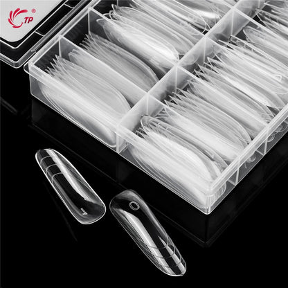 TP New 70pcs/140pcs Clear Nail Dual Form Full Cover Nail Extension System Quick Building Gel Molds False Nail Tip Manicure Tools
