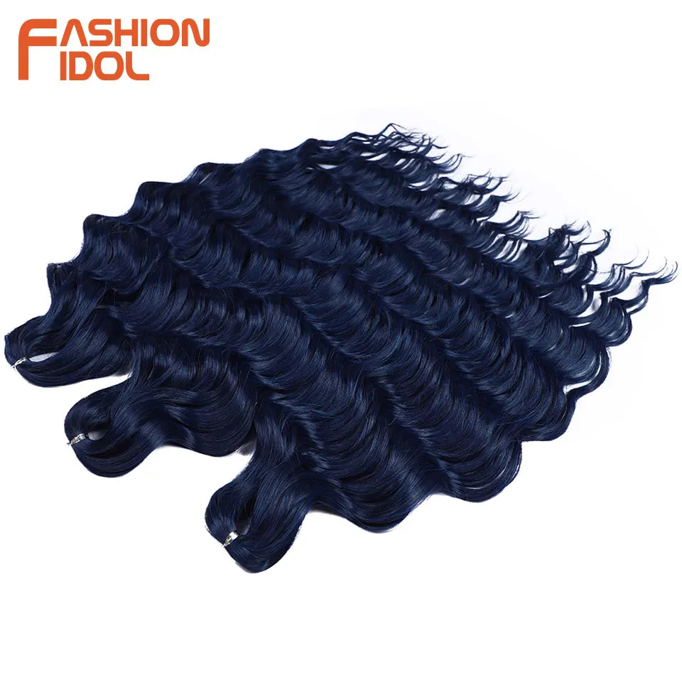 Anna 24 Inch Synthetic Hair Water Wave Braiding Hair Extensions Ombre Blonde Deep Wave Afro Curl Twist Crochet Hair for Women