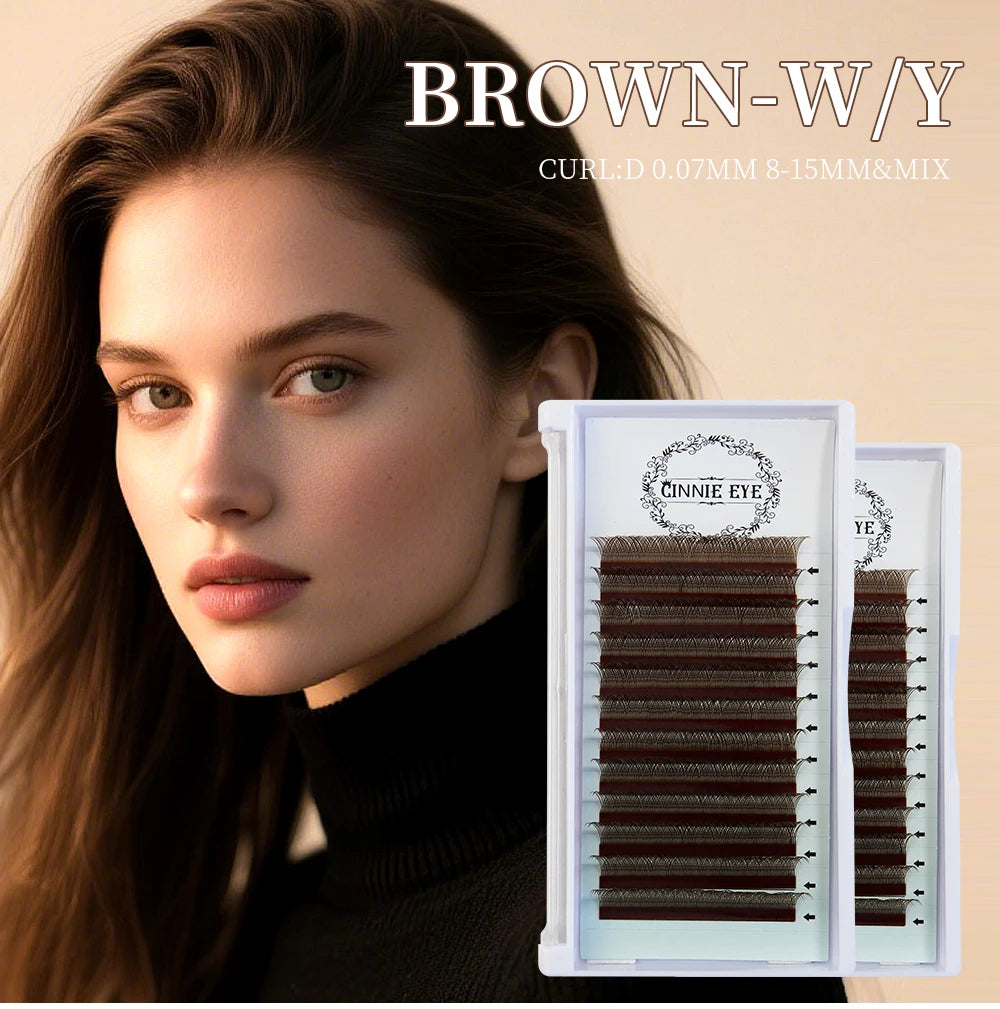 5W Eyelash Extensions YY 7mm Lash Brown Color 4DW Brazilian Premade Lash Fans Individual Cluster DIY 3D W Shape Lash Dolly Eye