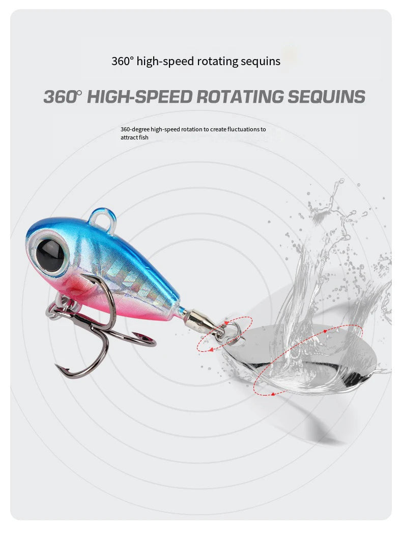 Wobble Rotating Metal VIB Vibration Bait Spinner Spoon Jig Fishing Lures 15g 20g Artificial Hard Baits Sequins Pesca Lure