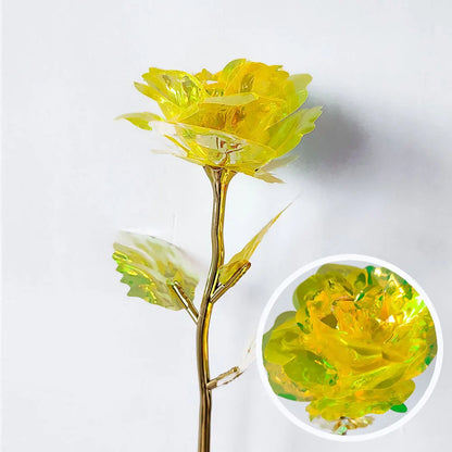 Valentine'S Day Creative Gift 24k Gold Foil Plated Single Rose Artificial Gold-Leaf Rose Gift For Valentine'S Day Mother'S Day