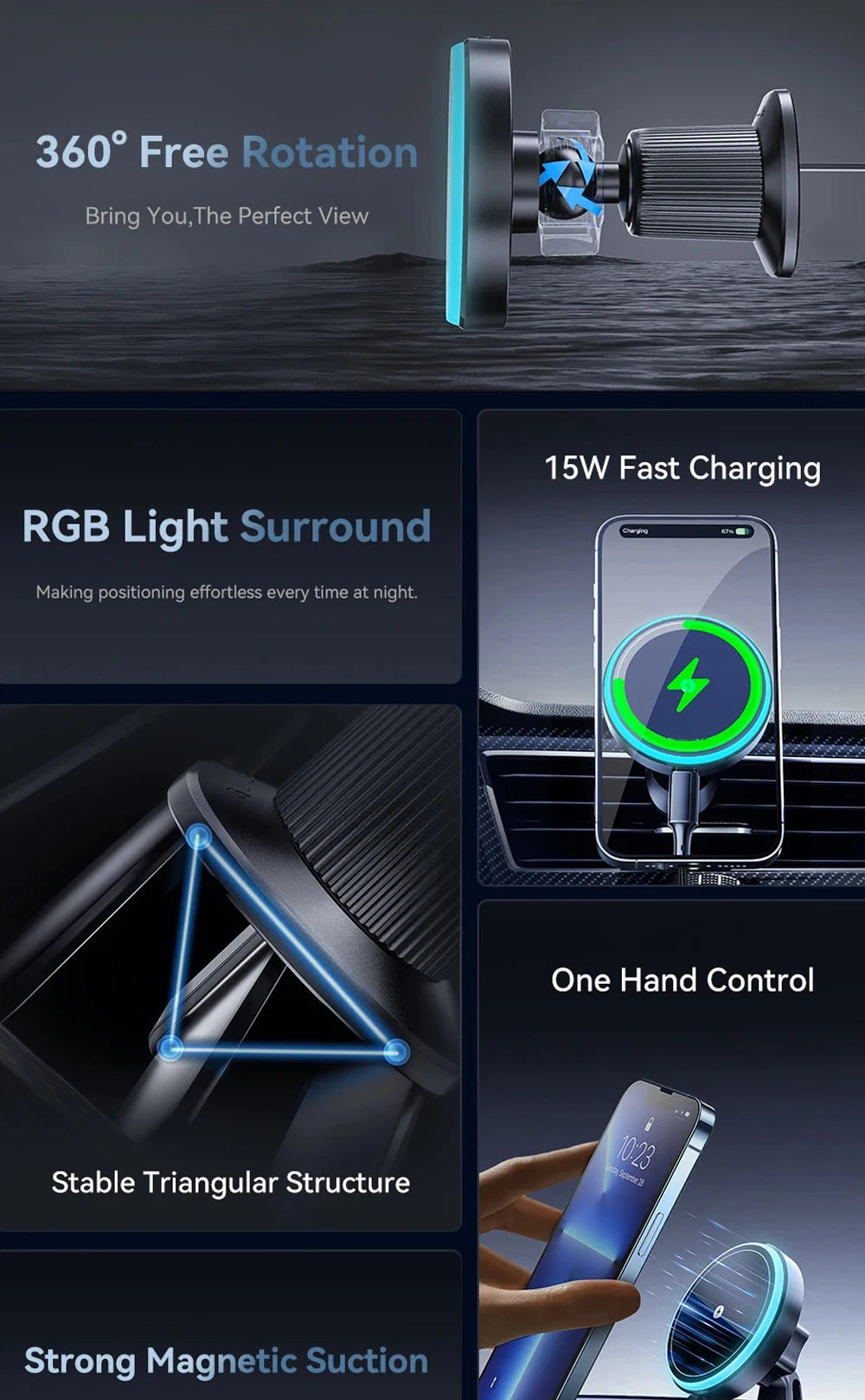Cooling Phone Holder Car Magnetic Phone Cooler Semiconductor Active Coolers Cool Down Phone Qi 15W Magsafe Fast Wireless Charger