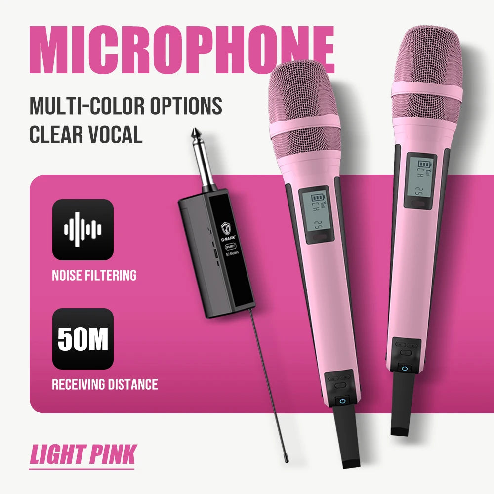 Karaoke Microphone G-MARK SKM9000 2 Channels Wireless UHF Frequency For Teaching Wedding Clear Stable Audio Transmission