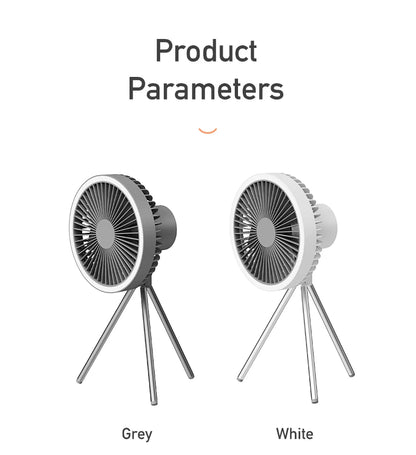 DQ212 Air Cooling Fan USB Chargeable Desk Tripod Stand with Night Light Portable Outdoor Camping Ceiling Fan Home Appliances