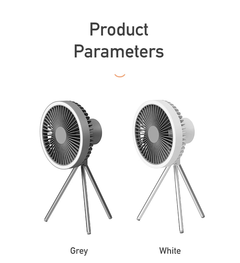 DQ212 Air Cooling Fan USB Chargeable Desk Tripod Stand with Night Light Portable Outdoor Camping Ceiling Fan Home Appliances