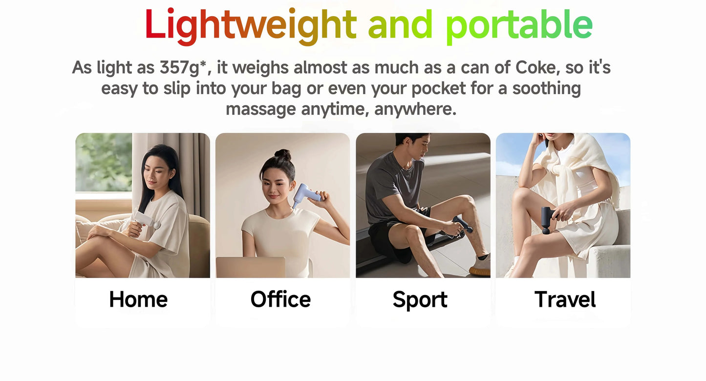 New Mijia Mini Fascia Gun 3 Portable Muscle Massage Gun Thrust Brushless Silent Motor 3 Massager Heads Relax Body Type-C CN