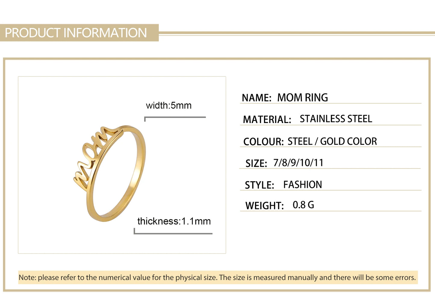 Skyrim Letter Mom Ring Women's Stainless Steel Minimalist Finger Rings 2026 New Fashion Jewelry Mother's Day Gift Wholesale