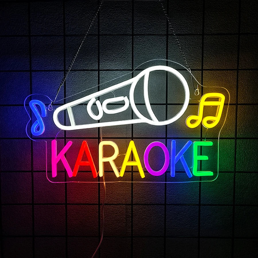Karaoke Led Neon Sign, Microphone Note Icon, Suitable For Bars, Clubs, Music Classrooms, Music Studios, Ktv, Bedroom Decor.