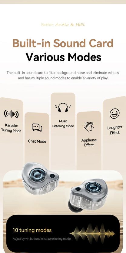 Essager Type-C Karaoke Earphones With Built-in Sound Card HiFi Stereo Music Wired Earbud Headset With Mic for Singing/Live/Game