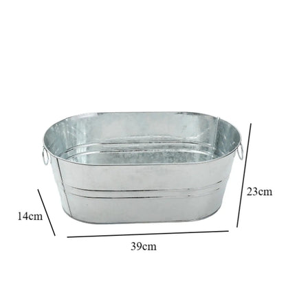 Galvanized Steel Metal Oval Tub Beer Champagne Cocktail Cooler Galvanized Bucket for Home Parties Home Swim Pool Party