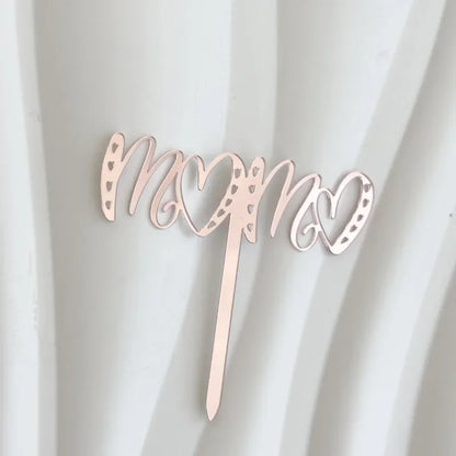 New Happy Mother's Day Birthday Cake Topper Gold High-grade Acrylic MOM Party Cake Toppers Mother's Day Gifts Dessert Decoration