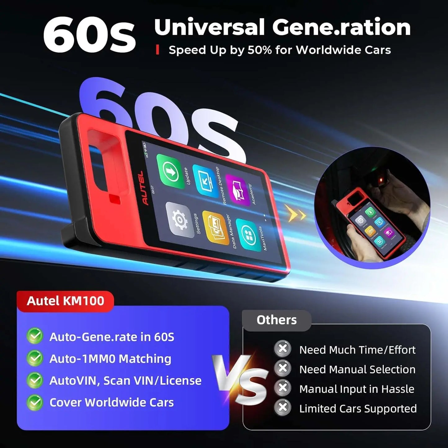 Autel KM100 KM100X KM100E Universal Smart Fob Programmer Key Programmer V200 Universal Key Generator Free Update Lifetime