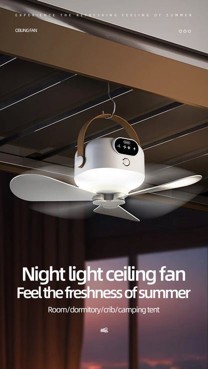 Ceiling Fan Portable Camping Tent Ceiling Canopy Fan 8000mah Rechargeable Wireless Fan Air Circulators with Remote Control Light