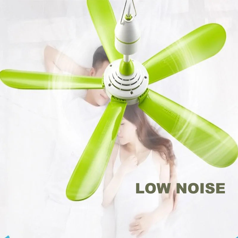 Silent 5 Leaves Ceiling Canopy fan with 1.8m switch Hanging Fan for Camping Bed Dormitory Tent 220V
