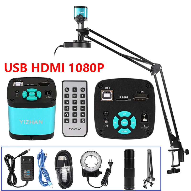1080P 4K Digital Microscope Full HD Industrial Microscope C-Mount DigitalCamera PCB Welding Mobile Phone Repair Stand Microscope