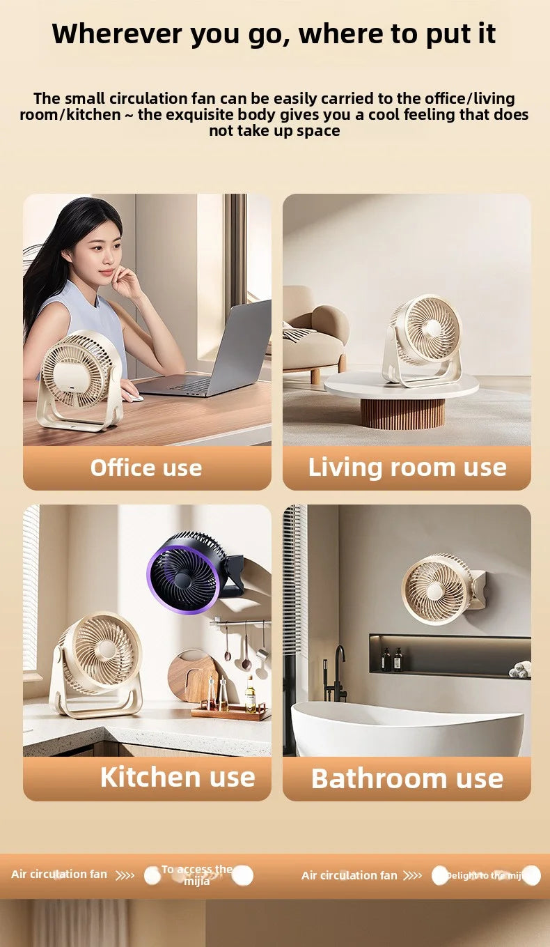  Portable Electric Fan 3600mAh Wireless Air Circulator Fan Cordless Desktop Wall Ceiling Air Cooling Cooler Quiet Ventilator
