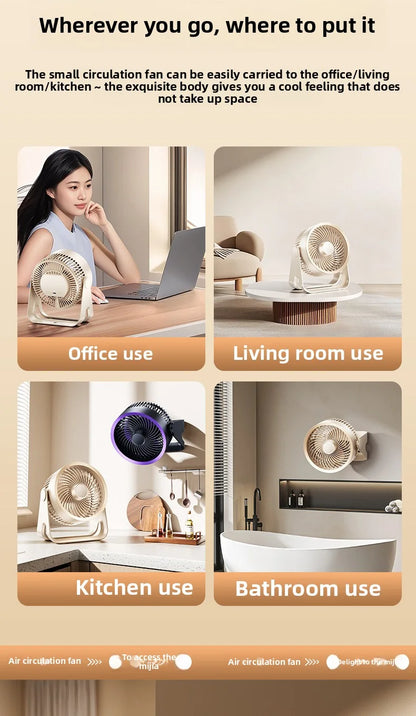  Portable Electric Fan 3600mAh Wireless Air Circulator Fan Cordless Desktop Wall Ceiling Air Cooling Cooler Quiet Ventilator