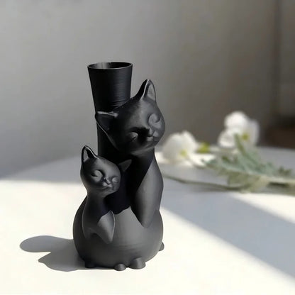 Creative Art Dry Flower Hydroponic Cat Vase, Suitable for Indoor Living Room, Study, Office, Outdoor Balcony Garden Mother's Day