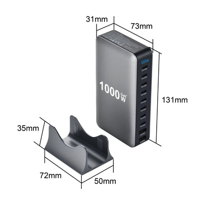 800W GaN Charger USB C Fast Desktop 10-port USB Type C PD3.1 Charger Fast Charging for iPhone 16 15 14 Samsung S24 Xiaomi Laptop