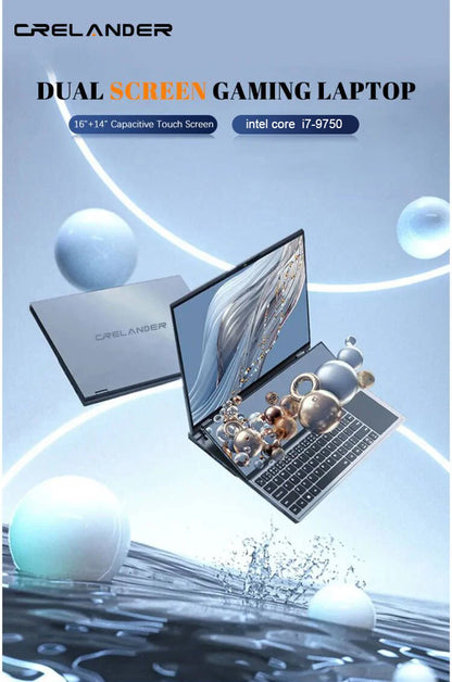 CRELANDER Double Screen Laptop intel core  i7-9750 Generation Windows 11 Touch Screen Gamer Laptop PC Portable Notebook Compu