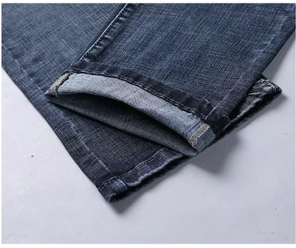 Wthinlee New Business Men's Jeans Casual Straight Stretch Fashion Classic Blue Black Work Denim Pant Trousers Male  Clothing