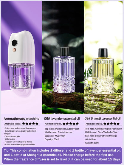 Multifunctional rechargeable portable essential oil diffuser Multiple aroma aromatherapy essential oils can be used in home cars