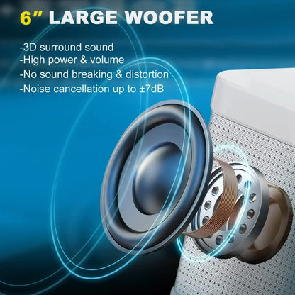 Karaoke Machine With 2 Wireless Dual Microphones Portable Boombox AUX TF Card U Disk Player Voice Changer For Party