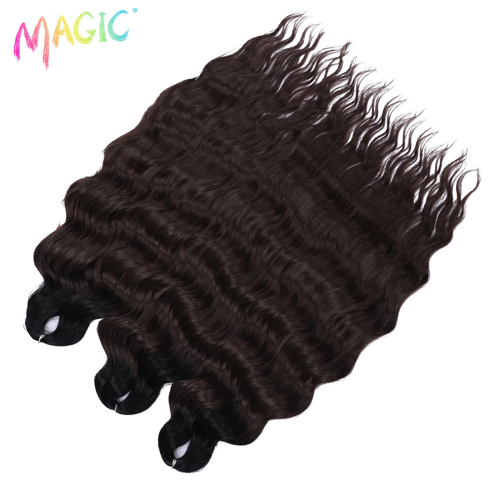 Anna Synthetic Hair 24 Inch Water Wave Braiding Hair Extensions Ombre Blonde Deep Wave Afro Curl Twist Crochet Hair for Women