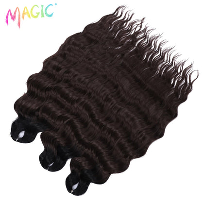 Anna Synthetic Hair 24 Inch Water Wave Braiding Hair Extensions Ombre Blonde Deep Wave Afro Curl Twist Crochet Hair for Women