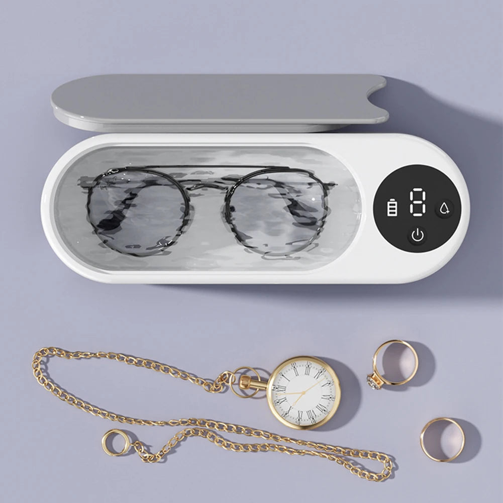Ultrasonic Jewelry Cleaner Machine Multifunctional Glasses Cleaner Portable Cleaning Machine USB Rechargeable for Ring Necklaces