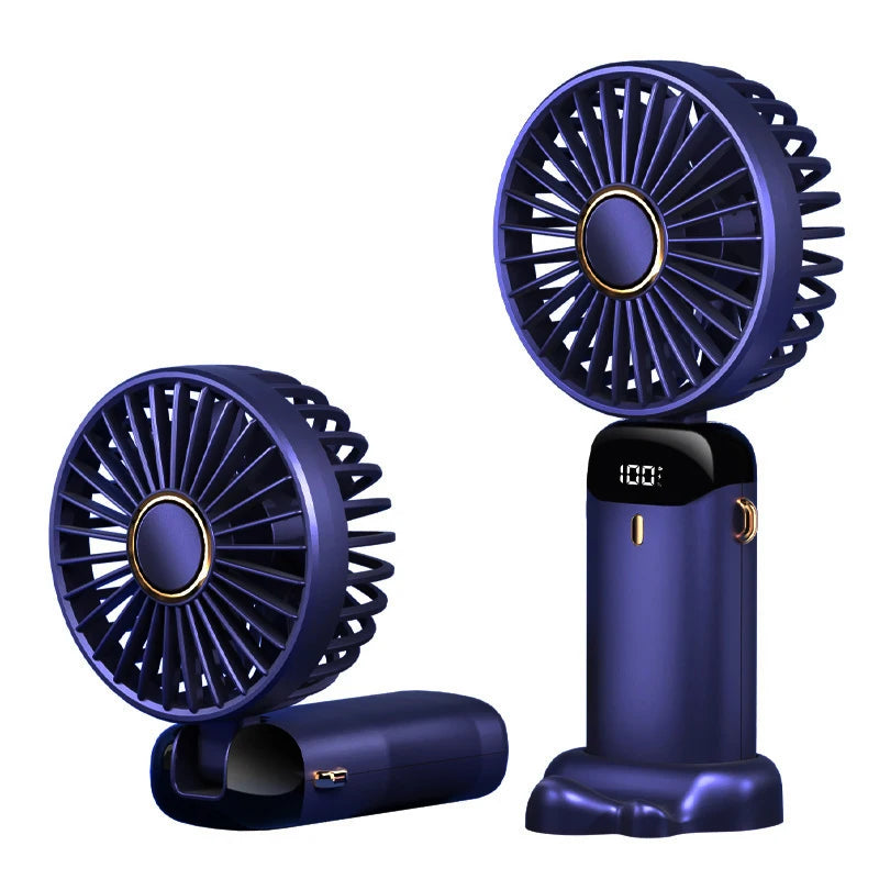3-in-1 10000mAh Foldable USB Fan with Phone Holder - Portable Handheld & Desk Cooler w/ 360° Cooling