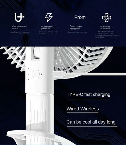 Portable Clip Fan USB Rechargeable 3-gears Wireless Electric Handheld Fan Clip Circulator Cooling Fan For Camping Desktop Office