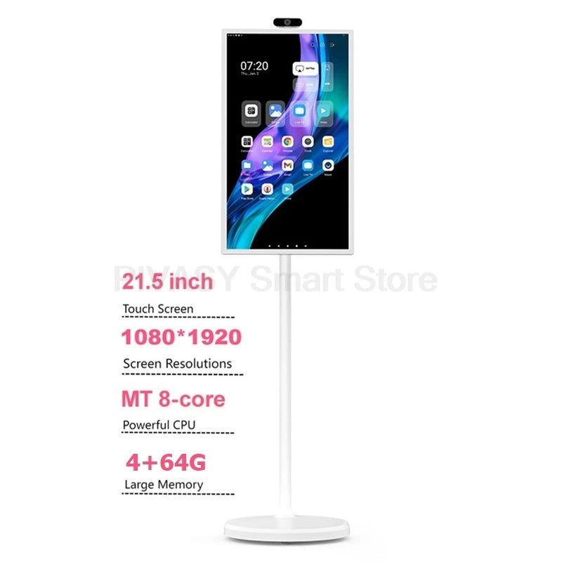 Multi-sized Touch Screen Smart TV For Fitness Wireless Casting External Camera Portable Adjustable Height Interactive Monitor