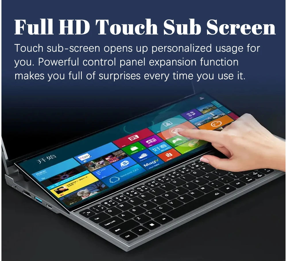 CRELANDER Double Screen Laptop intel core  i7-9750 Generation Windows 11 Touch Screen Gamer Laptop PC Portable Notebook Compu