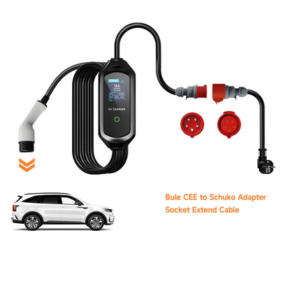 AFEEV EV Charger CEE Female Plug 5 Pins Red CEE to Schuko Adapter Wall Socket Extend Cable Connect with 11KW 16A 3Phase Charger