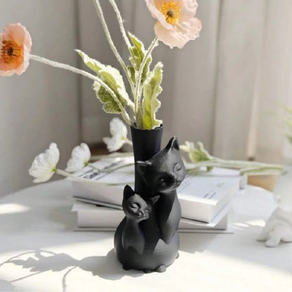 Creative Art Dry Flower Hydroponic Cat Vase, Suitable for Indoor Living Room, Study, Office, Outdoor Balcony Garden Mother's Day