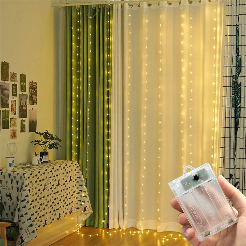 Bedroom Decoration Ramadan Home Decoration Battery Power LED Curtain Light Fairy String 2026 Mother's Day Eid Mubarak