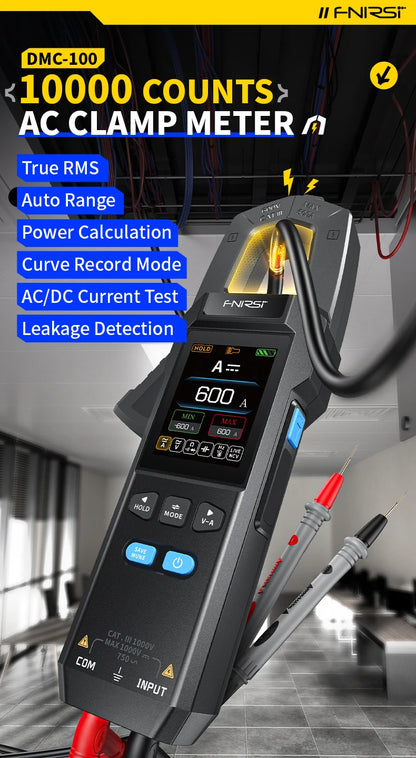 FNIRSI DMC-100 зажимный, 10000 отсчётов, ток AC/DC до 600А, USB зарядка