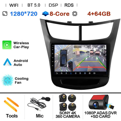For Chevrolet Sail aveo 2015 2016 2017 2018 2019 2020 2022 carplay Android 15 DSP 2 din 4G NET Car Radio Multimedia Video Player