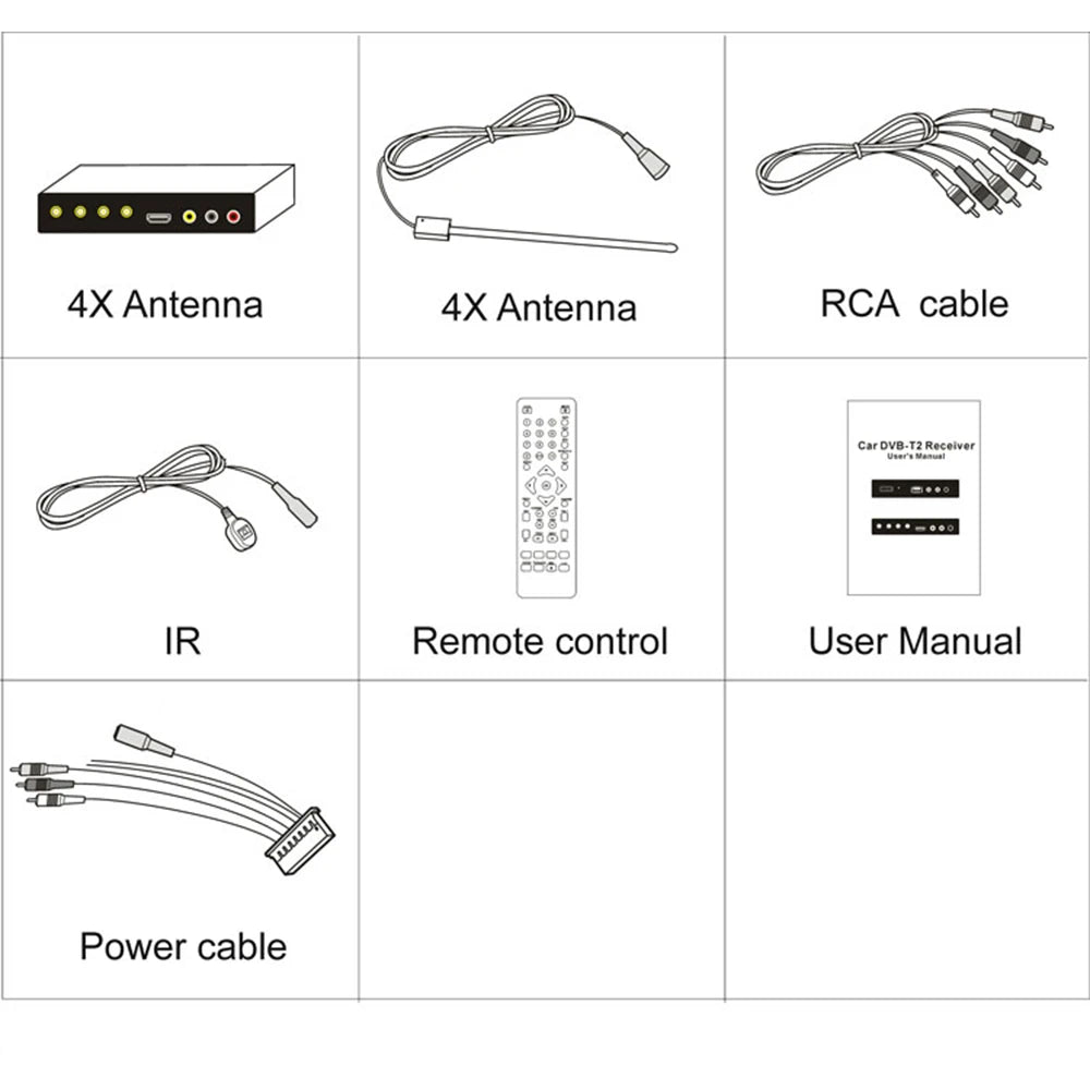 HDTV Car DVB-T2 DVB-T MULTI PLP Digital TV Receiver automobile DTV box  With 4 Tuner Antenna