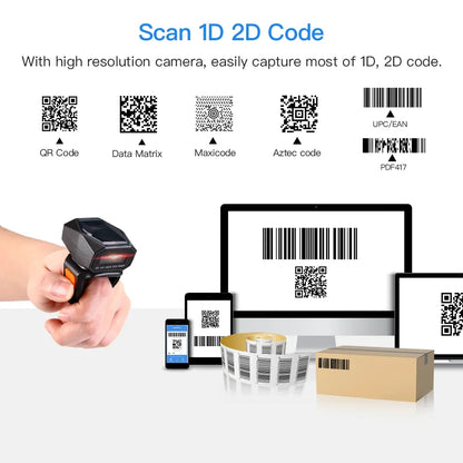 Eyoyo EY-016 Finger Ring Barcode Scanner Mini Wearable 3-in-1 USB Wired & 2.4G Wireless QR Reader for Store Warehouse Scanning