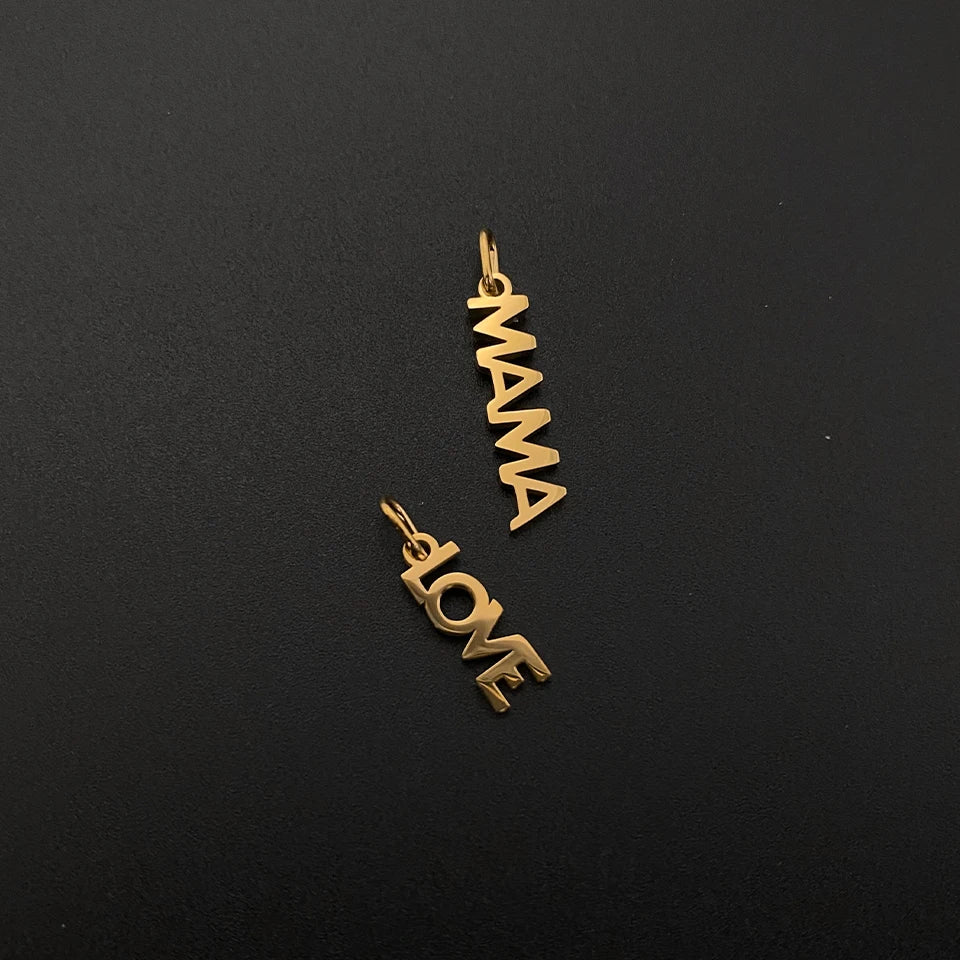 eManco  MAMA LOVE Pendant  Charms Stainless Steel Letter Hang Ornament For DIY Mother's Day Nacklace Earrings Jewelry Making