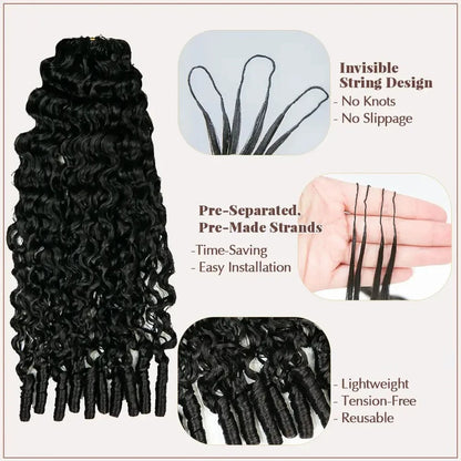 Burmese Curly Crochet Human Hair Pre Looped Deep Wave Human Hair Crochet Miracle Knots Feathered Human Crochet Hair Extensions